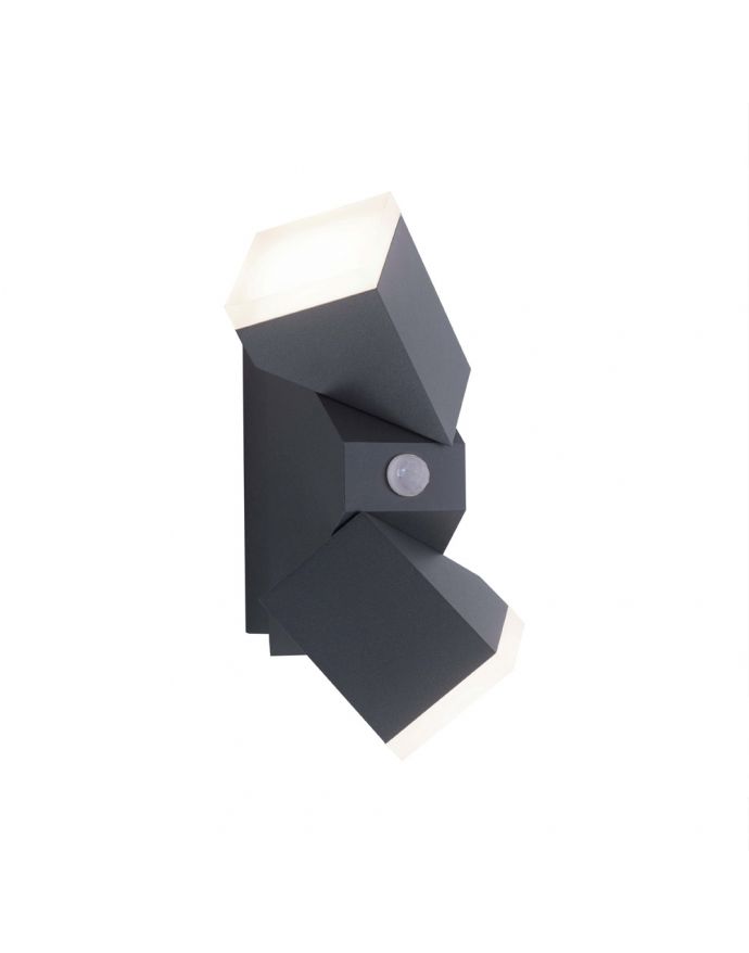 LED Wandleuchte, anthrazit, schlichtes Design, schwenkbar, Bewegungsmelder